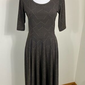 LuLaRoe Black & Gold Geometric Nicole Dress